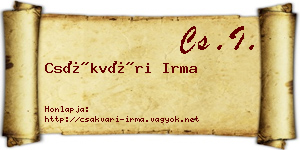 Csákvári Irma névjegykártya